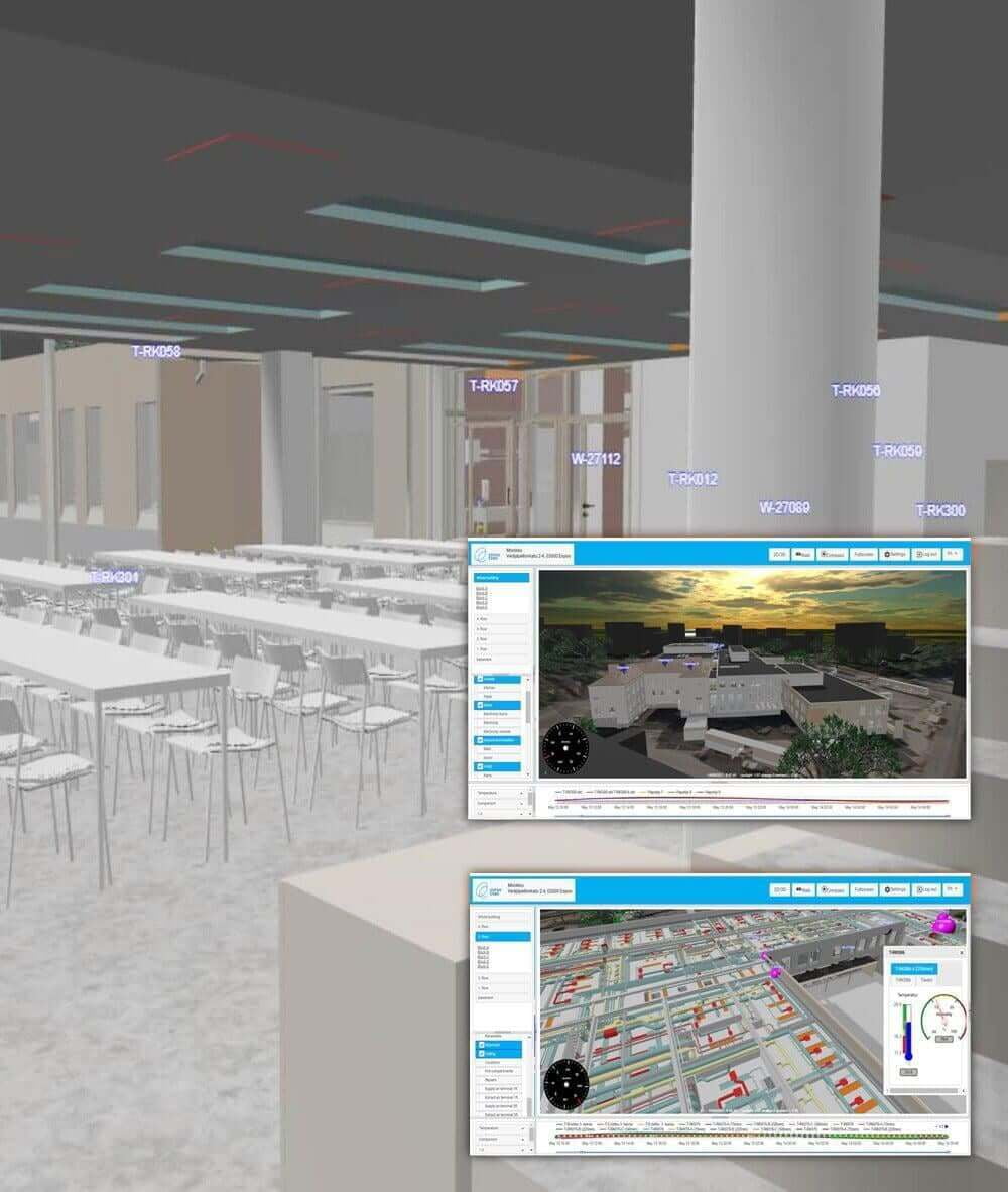 FeelPlace3D fornisce tutti gli strumenti necessari per la visualizzazione dei dati all'interno degli edifici intelligenti, compresi VR e AR.